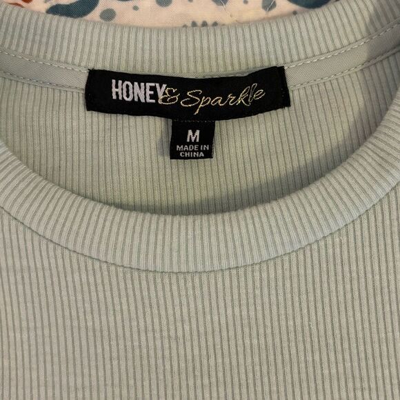 Honey & Sparkle Girls Mint Green Ruffle Sleeve Top Size Medium - Picture 5 of 7